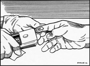 illustration of test strip for blood glucose test